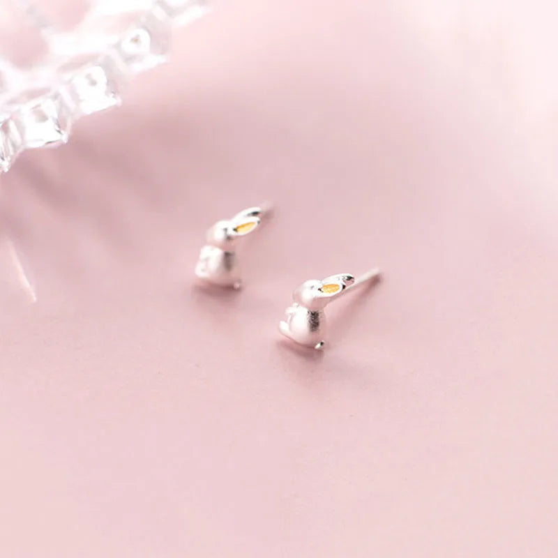 SOFTPIG Real 925 Sterling Silver Cute Rabbit Stud Earrings For Fashion Women Party Tiny Fine Jewelry 2019 Accessories Gift