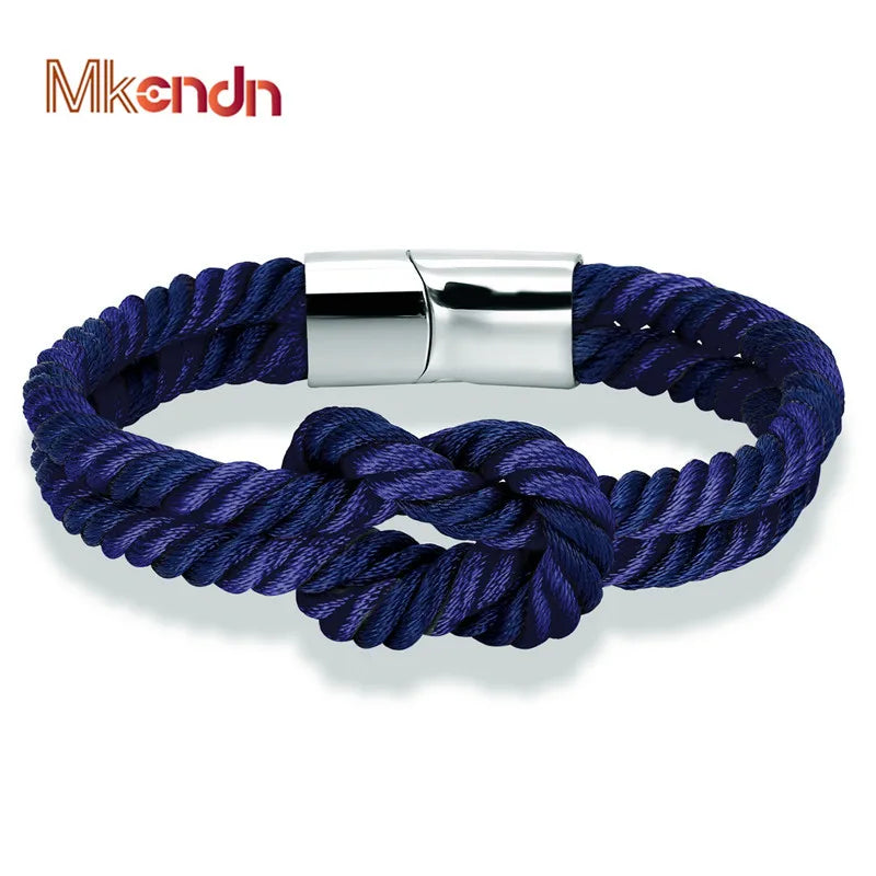 MKENDN Modisches Unendlichkeits-Charme-Nautik-Überlebensseil-Kette Paracord-Armband für Herren und Damen, Edelstahl, Magnetverschluss