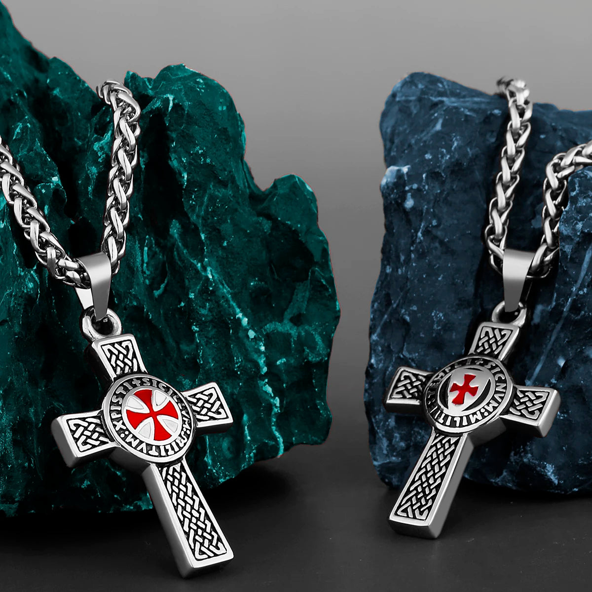 316L Edelstahl Kreuz Schild Drop Rot und Weiß Gummi männer Anhänger Halskette Retro Kreuz Mode Schmuck Großhandel