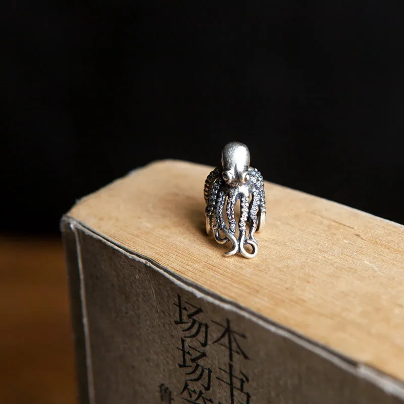 MKENDN Ocean Style S925 Big Octopus Ear Cuffs Vintage Ear Bone Clip Earrings For Women Men No Piercing Fake Cartilage Earrings