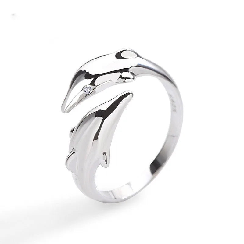 Retro Minimalist Silver Color Open Rings For Women Personality Feather Butterfly Adjustable Finger Ring Girl Jewelry Gift