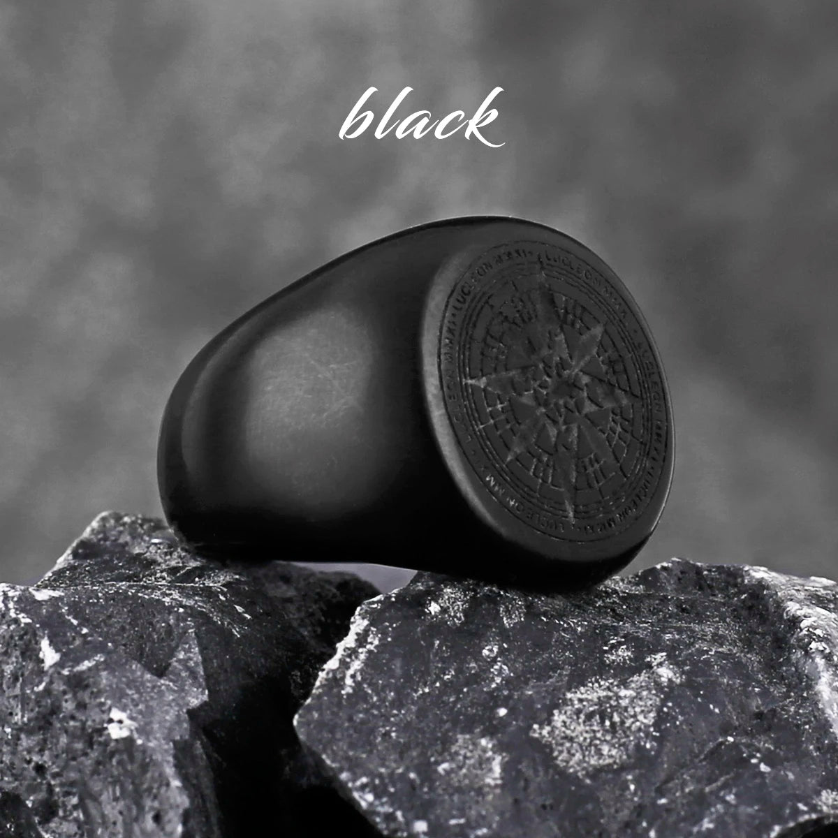 Compass World Map Black Men's Ring Punk Hip Hop Simple Stainless Steel Men's Ring Accessories Jewelry Creative Gifts Wholesale