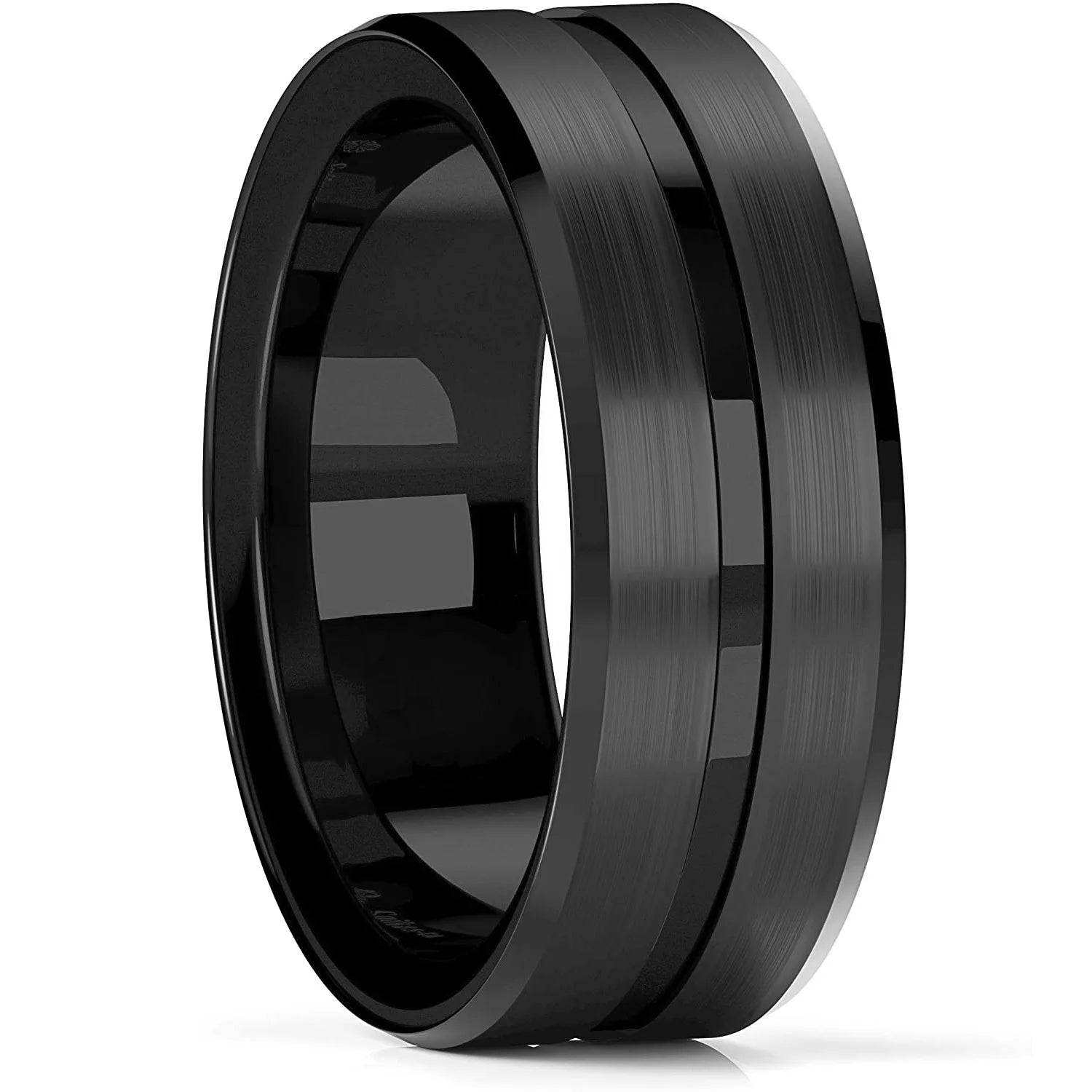 Fashion 8mm Tricolor Titanium Wedding Rings For Men Black Brushed Stainless Steel Ring Men's Wedding Band Jewelry Wholesale
