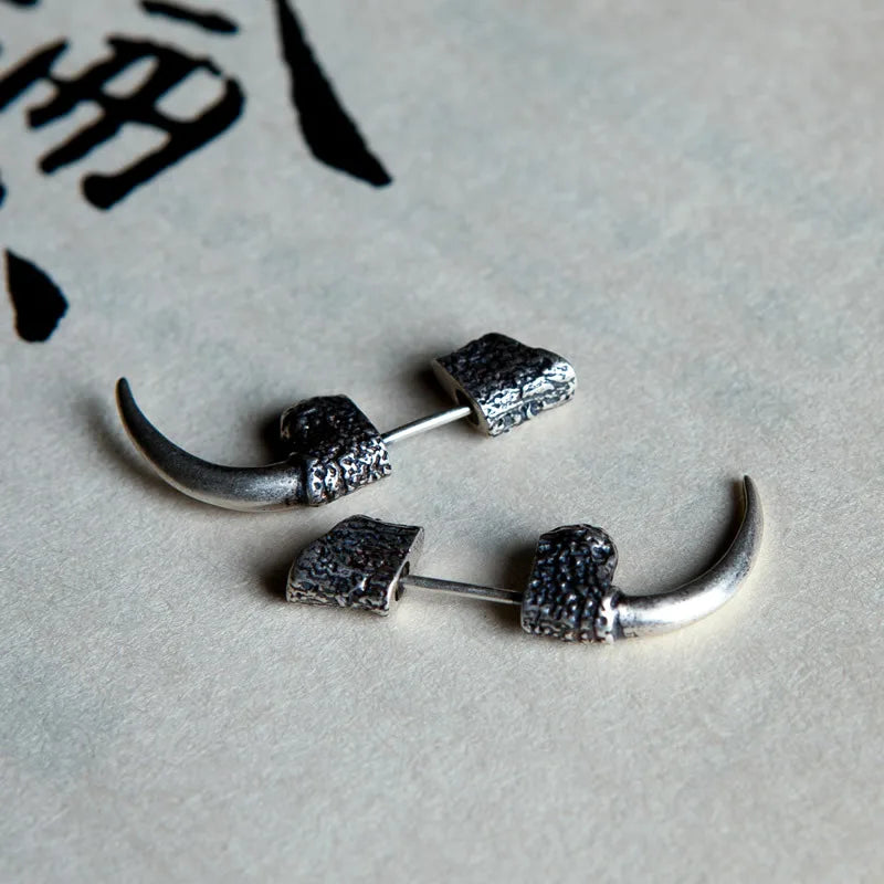 MKENDN Gothic Punk Rock Style Earrings Fashion 925 Sterling Silver Ear Rings Eagle Claw Stud Earrings For Men Pop Style Piercing