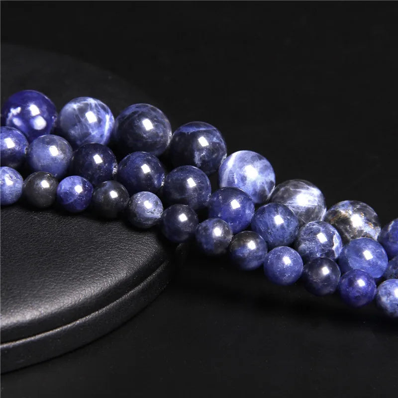 Natural Blue Jaspers Round Stone Bead Sodalite Loose Spacer Beads For Jewelry Making DIY Bracelet Earring Accessories 15" Strand - Madeinsea©