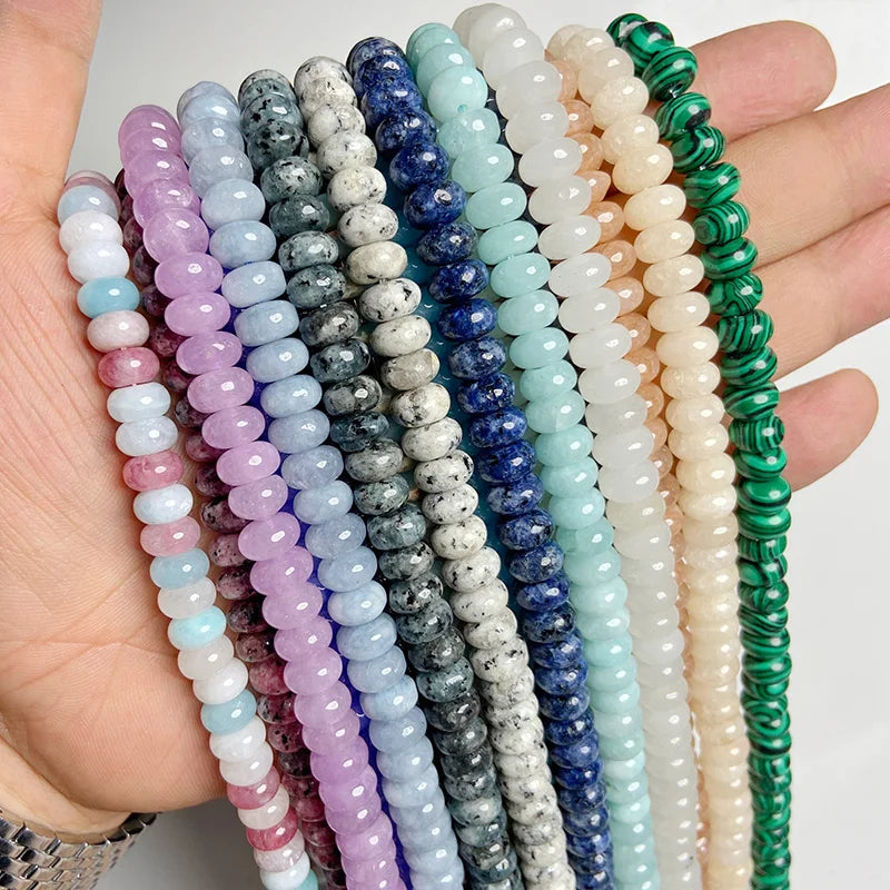 5x8mm Natural Stone Bead Jades Jaspers Chalcedony Rondelle Spacer Loose DIY Beads For Jewelry Making Bracelet Necklace Earrings