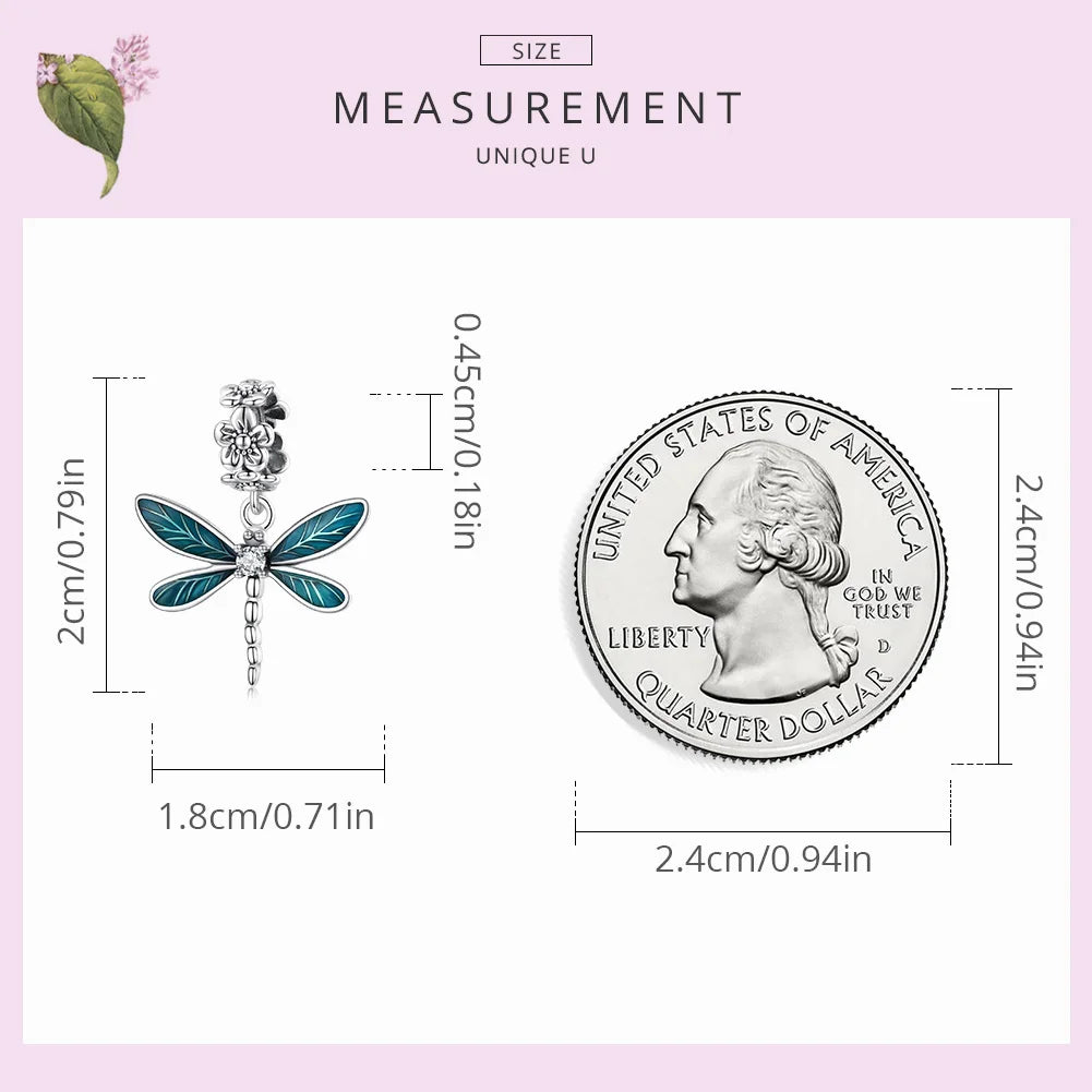 BAMOER Echt 925 Sterling Silber Wunderschöner Libellen-Anhänger Charm Passend für Original-Armband oder Halskette für Damen Edles Schmuckgeschenk