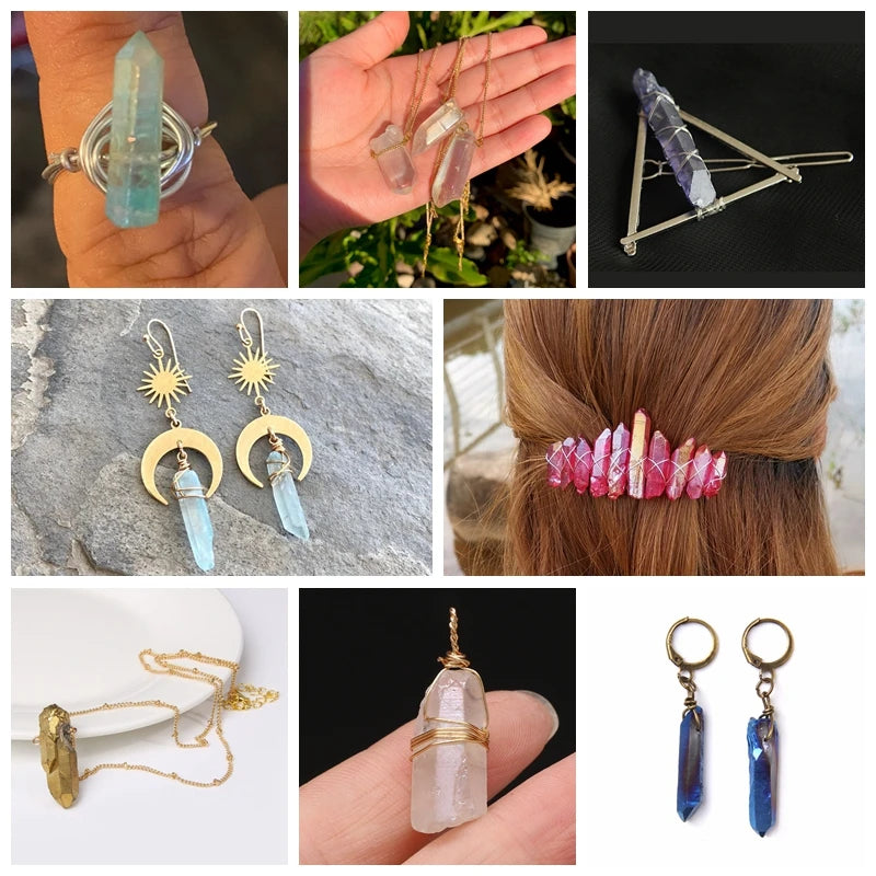 Natural Quartz Stick Beads Top Drilled Gradient Color Raw Loose Point Bead For Jewelry Making DIY Necklace Earrings Accessories