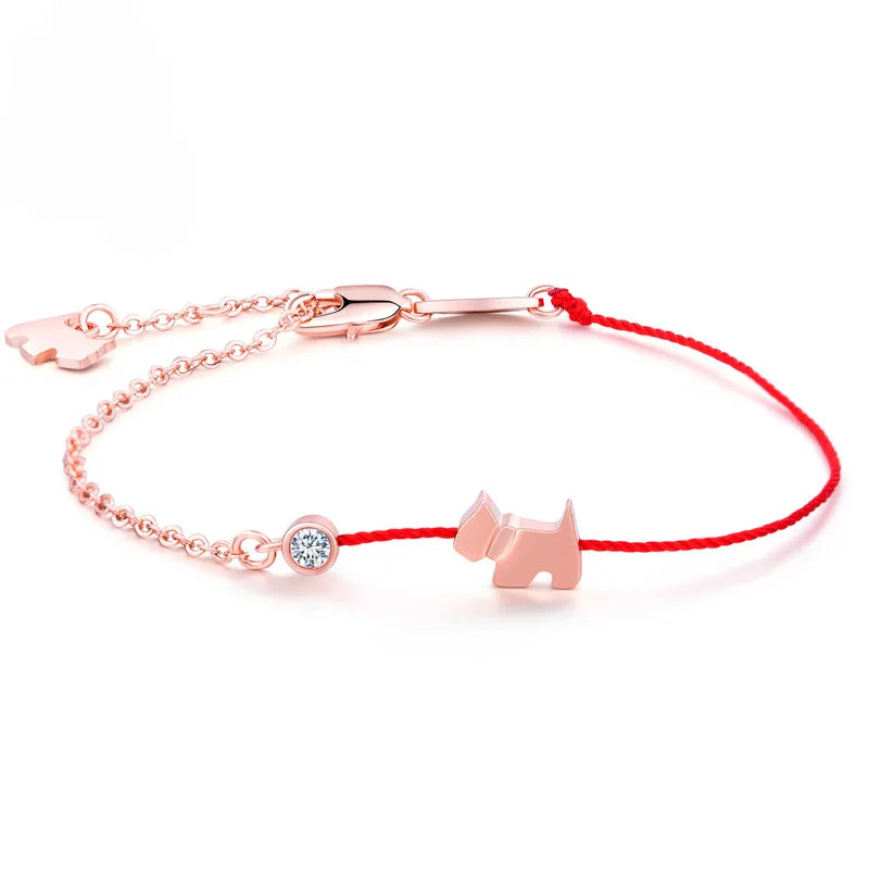 Buyee 925 Sterling Silber Hundearmbänder Süßes Schwein Rote Schnur Süße Einfache Armbänder Für Frau Mädchen Edler Schmuck Armbänder Kette