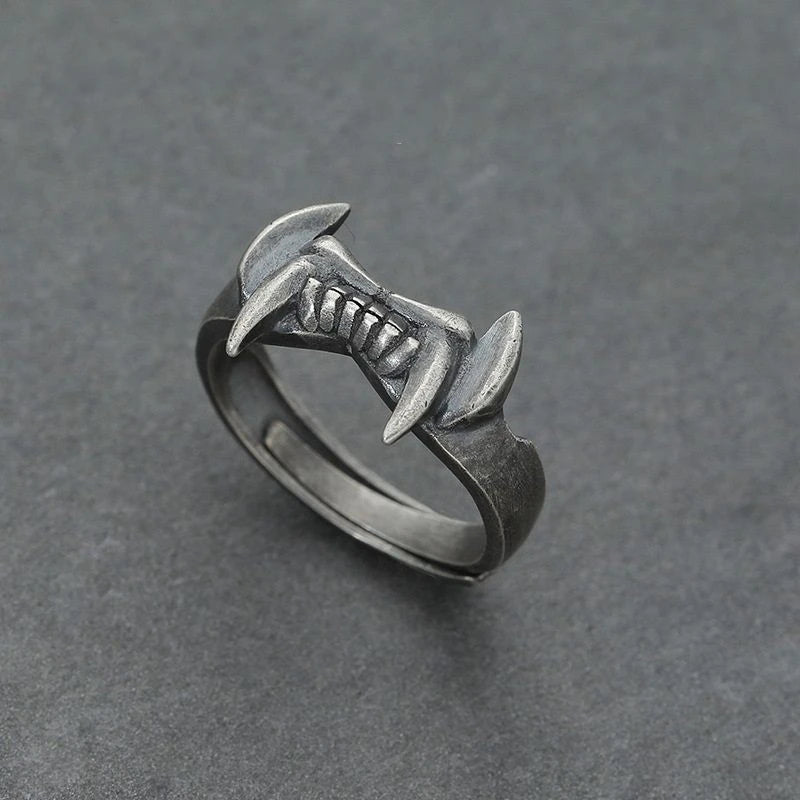 Retro Poseidon Compass Ring Silver-Plated Hexagram Opening Adjustable Ring Men and Women Hip-Hop Trend Jewelry Gift
