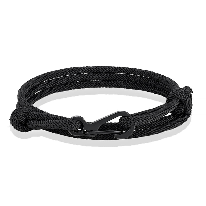 MKENDN Nautical Style Midnight Dark Blue Rope Bracelet Men Carabiner Clip Bracelet Minimalist Climbing Jewelry For Women