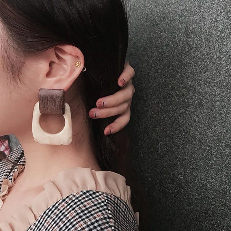 AENSOA Unusual Women Acrylic Drop Earrings Statement Geometric Square Pendant Earrings Trendy Dangle Earring Jewelry Gift 2021