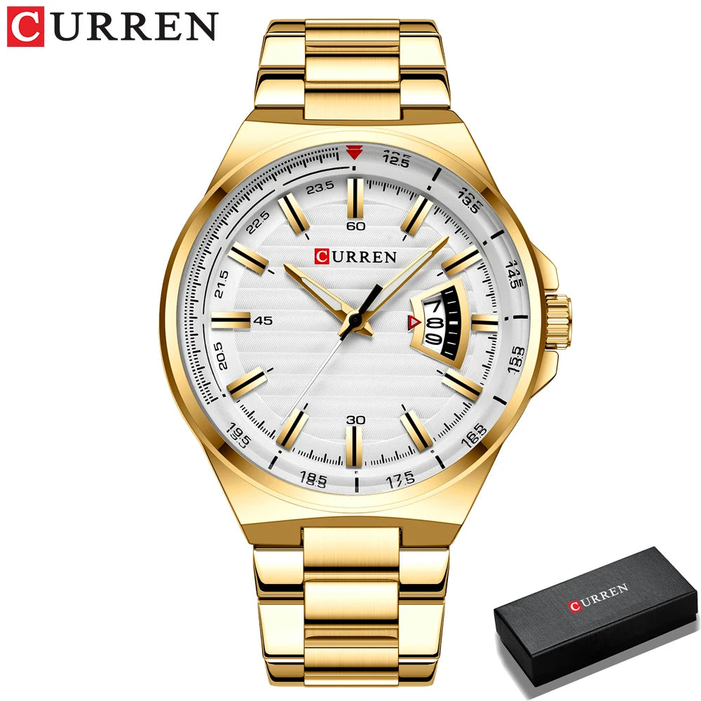 CURREN New Men Business Watch Full Steel Quartz Top Brand Luxury Sports Waterproof Casual Male Wristwatch Relogio Masculino