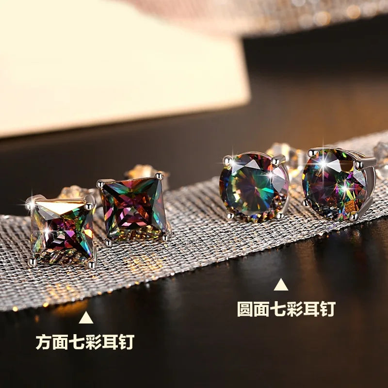 Crystal From Fashion Genuine 925 Sterling Silver Stud Earrings For Women Wedding Fine Jewelry Gifts sterling silver earrings