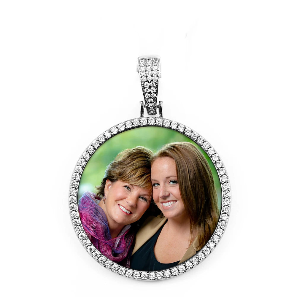 Médaillon souvenir rond unisexe avec photo personnalisée pour homme, bijou hip-hop