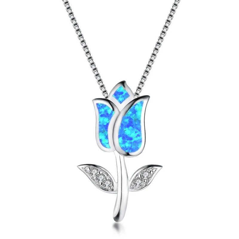 Fashion Women Necklace 2025 Party Wedding Jewelry Accessories Girl Gift Cute Imitation Opal Pendant Necklace