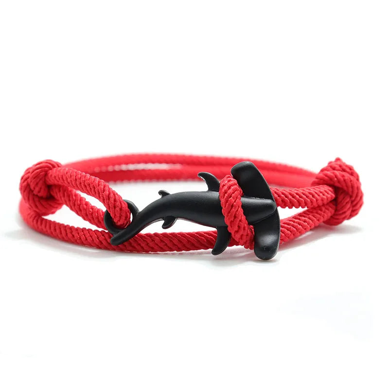 Noter Fashion Mens Bracelet Handmade Adjustable Marine Animals Shark Braclet Double Layer Cord Chain Surfing Braslet Beach Joias