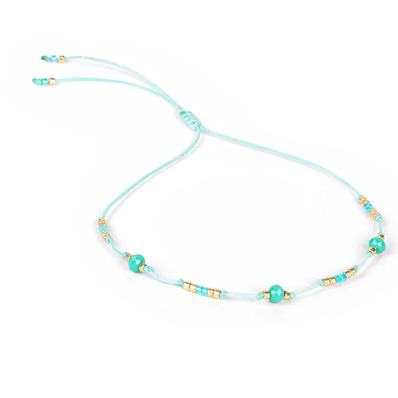 HI MAN Bohemian Colored Beads Wax Thread DIY Anklet Women Adjustable Summer Beach Casual Jewelry Accessories Girlfriend Gift