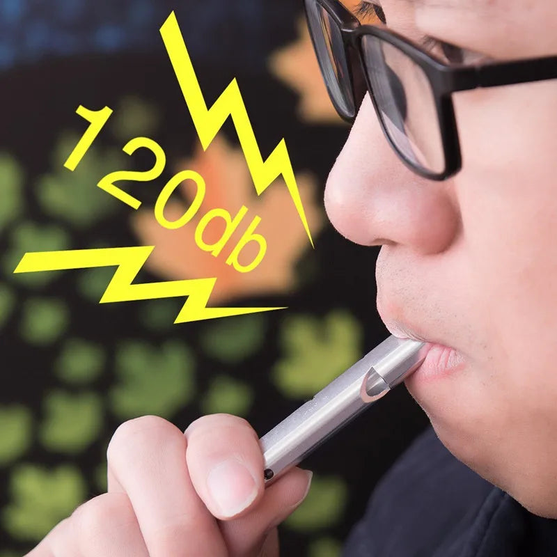 Mini-Doppelrohr-Notpfeife (120 dB) für Outdoor-Aktivitäten wie Camping, Wandern und Überleben – ideal als Schlüsselanhänger und Multifunktions-Notfallpfeife