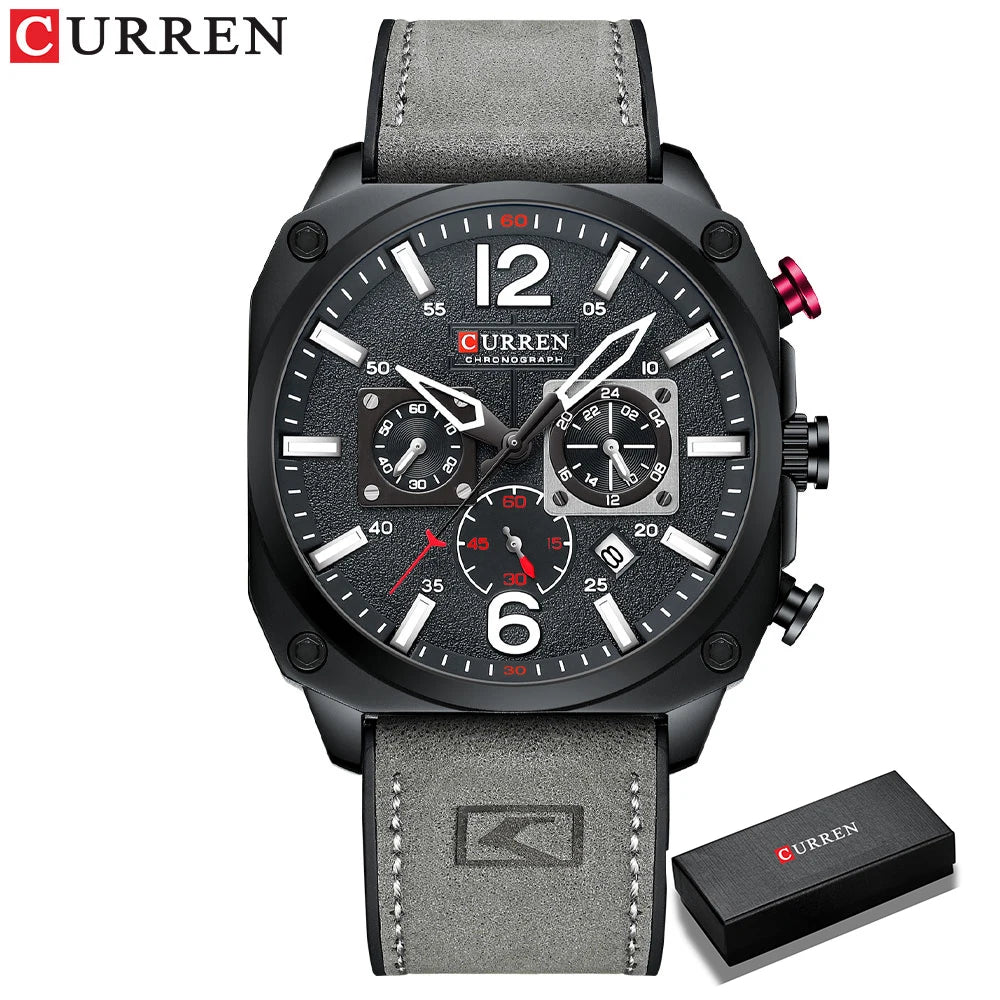 CURREN Brand Watches Business Men Luxury Chronograph and Date Wristwatches New Green Male Clock with Luminous