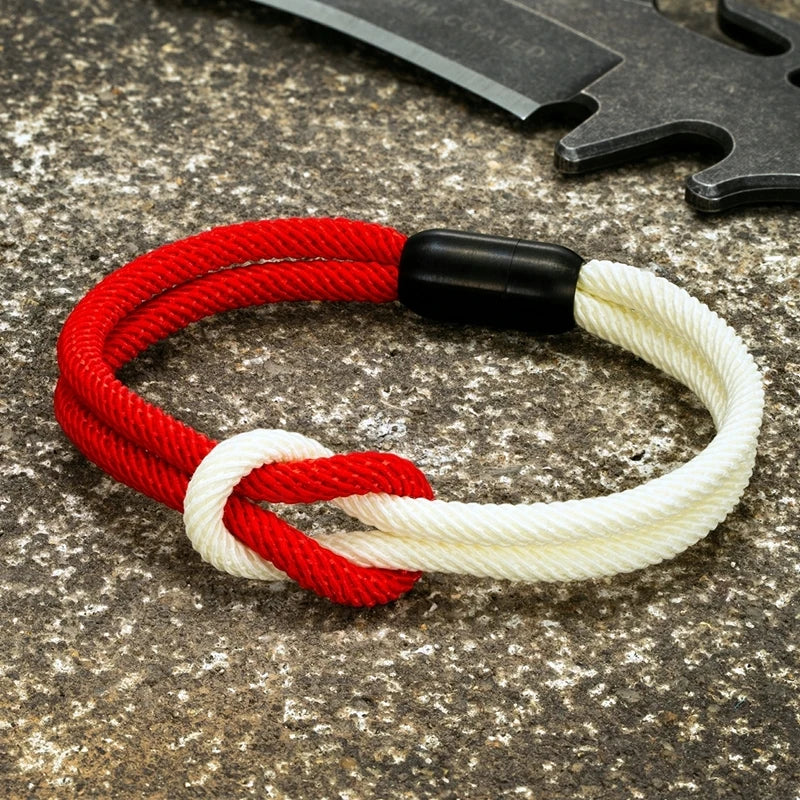 MKENDN Fashion Waterproof Nautical Rope Infinity Knot Bracelet Black Magnet Bracelets France Flag Male Female Jewelry Pulseras