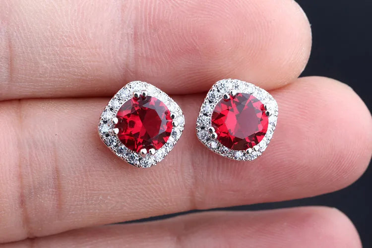 S925 Sterling Silver Diamonds Wedding Earrings for Women ruby Cartoon Fine Jewelry 925 Silver Earrings Engagement Earrings Women