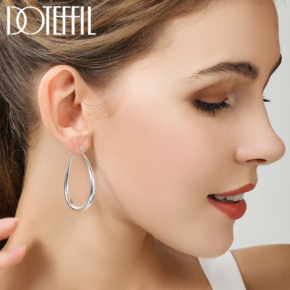 DOTEFFIL 925 Sterling Silver Smooth Circle 41mm Hoop Earrings For Women Lady Gift Fashion Charm High Quality Wedding Jewelry - Madeinsea©