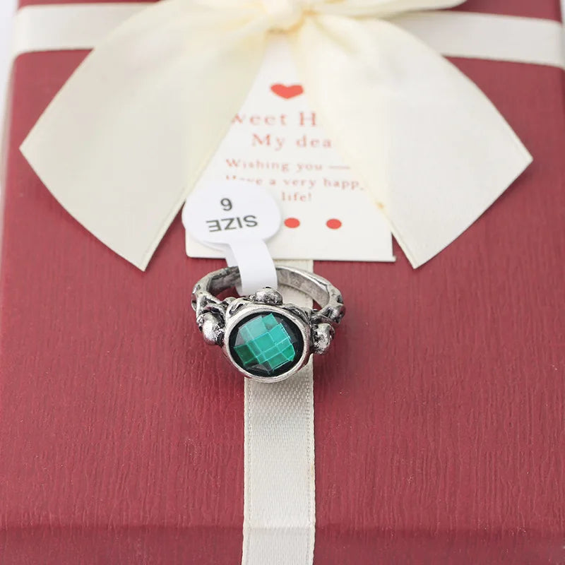 Captain Jack Grüner Kristallstein Vintage Piraten Ring