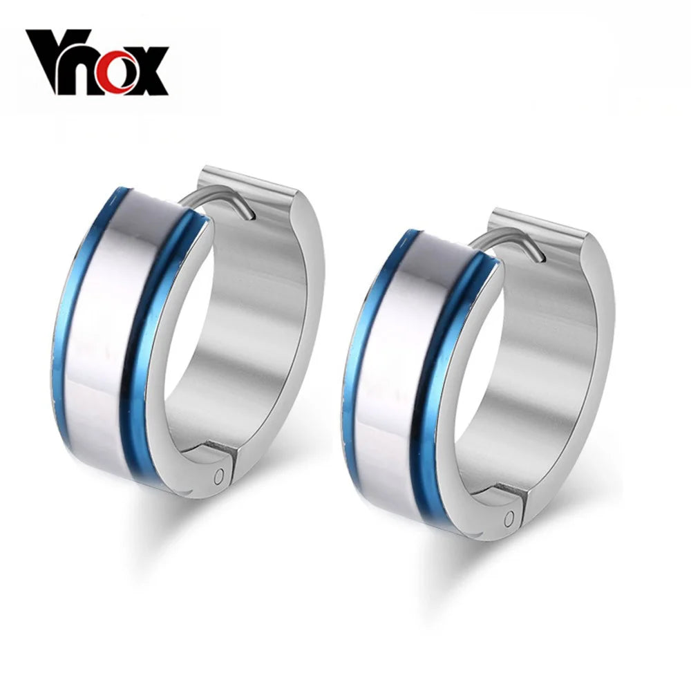 VNOX Cute Hoop Earrings for Men Punk Stainless Steel Huggie Small Earrings 4 Color - Madeinsea©