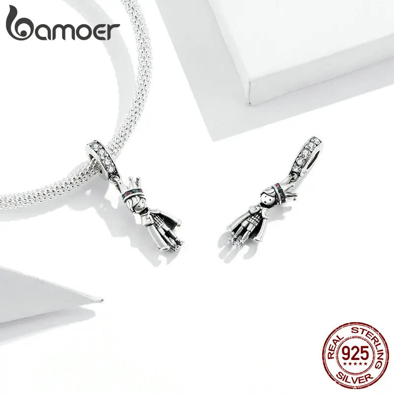 Bamoer 925 Sterling Silber Prinz des Meeres Anhänger Charms für Original Armband oder Halskette 925 Silber perlen Bijoux diy
