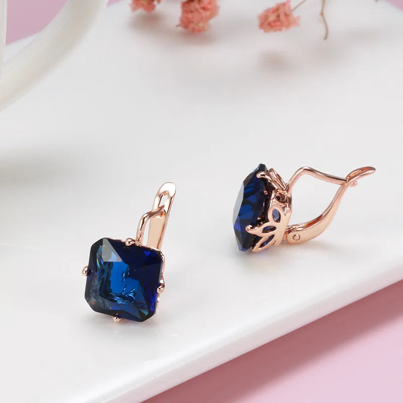 Natural Sapphire Diamond Vintage Earrings for Women Genuine Jewelry Wedding Anniversary Earrings Gift Wholesale  Stud Earrings