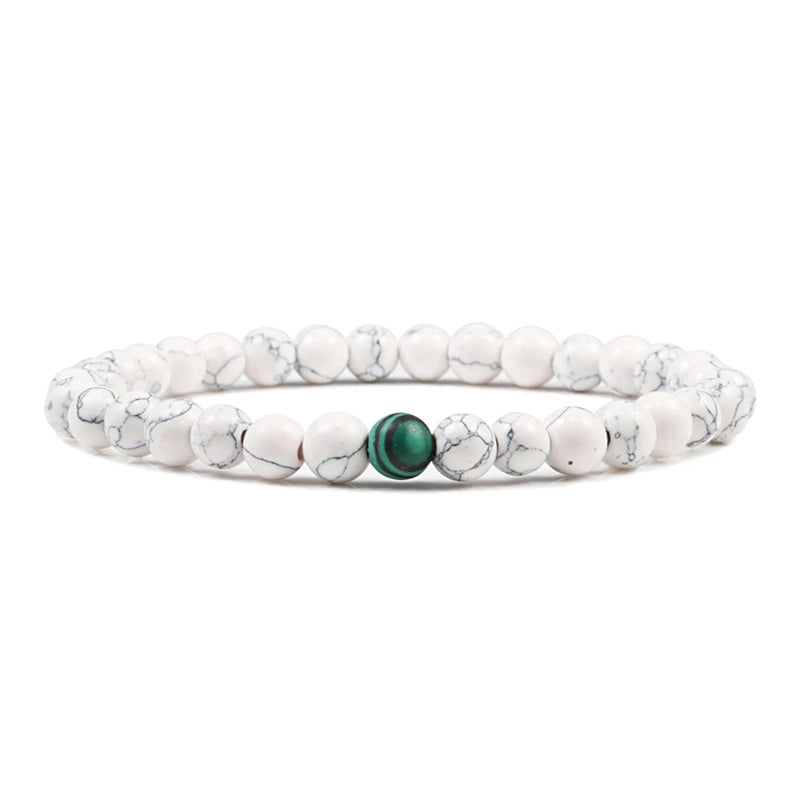 Hot Sale 2pcs/Set Couples Beaded Bracelets Tiger Eye Black Lava Natural Stone Beaded Bracelets Malachite Energy Elastic Jewelry