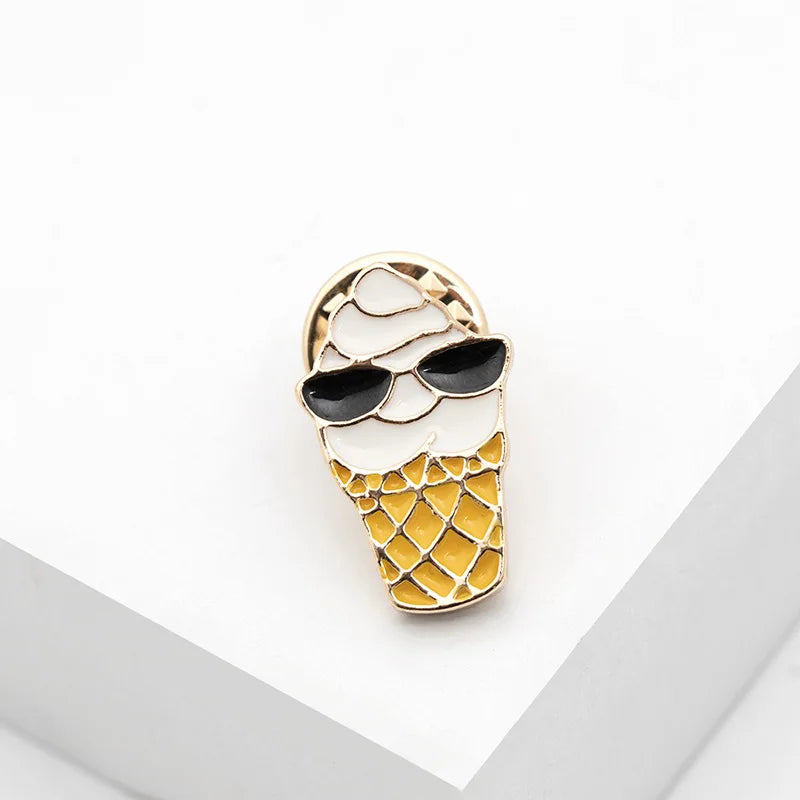 Sweet Cartoon Enamel Pins Cute Ice Cream Lapel Brooches Bright Color Mental Badges Pin Jeans Backpack Brooch Jewelry For Women