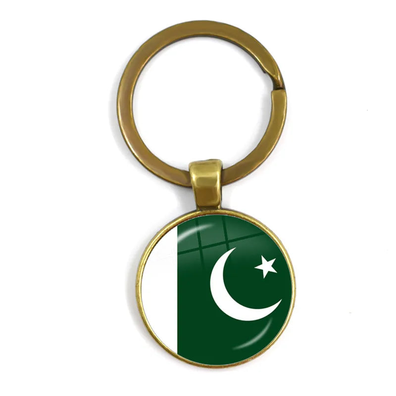 Porte-clés drapeau national de Malaisie, du Laos, du Danemark, de Norvège, de Suède et de Slovaquie, cabochon en verre de 25 mm, cadeau pour femmes et hommes