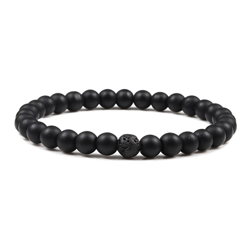 Hot Sale 2pcs/Set Couples Beaded Bracelets Tiger Eye Black Lava Natural Stone Beaded Bracelets Malachite Energy Elastic Jewelry