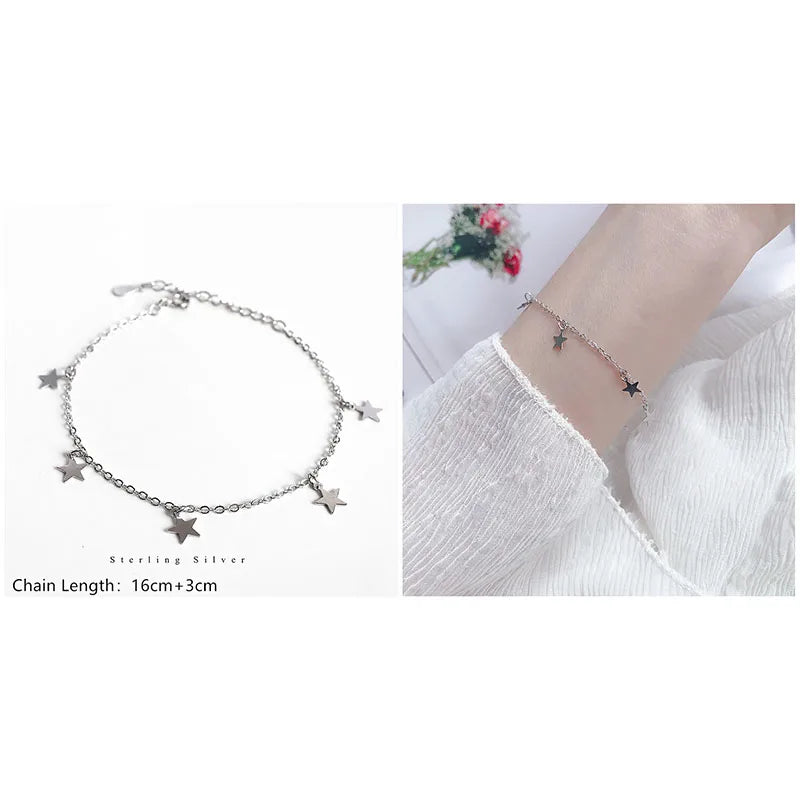 925 Sterling Silver Minimalist Style Chain Bracelet For Women Classic Fashion Student Couple Wristband Jewelry Accessories