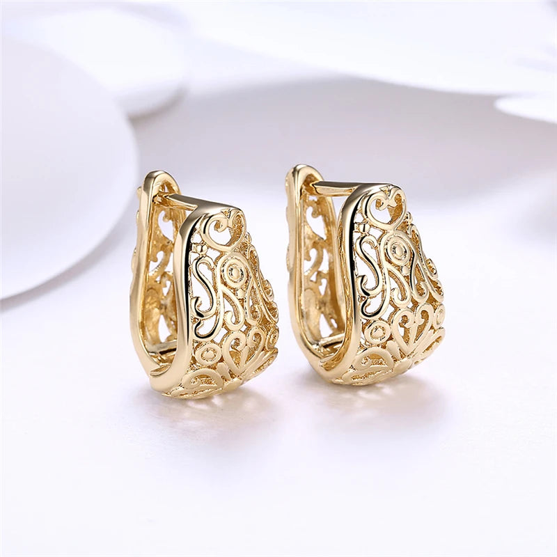 DOTEFFIL 925 Sterling Silver 18K Gold Hollow Pattern Earrings Fashion For Woman Wedding Engagement Party Gift Jewelry