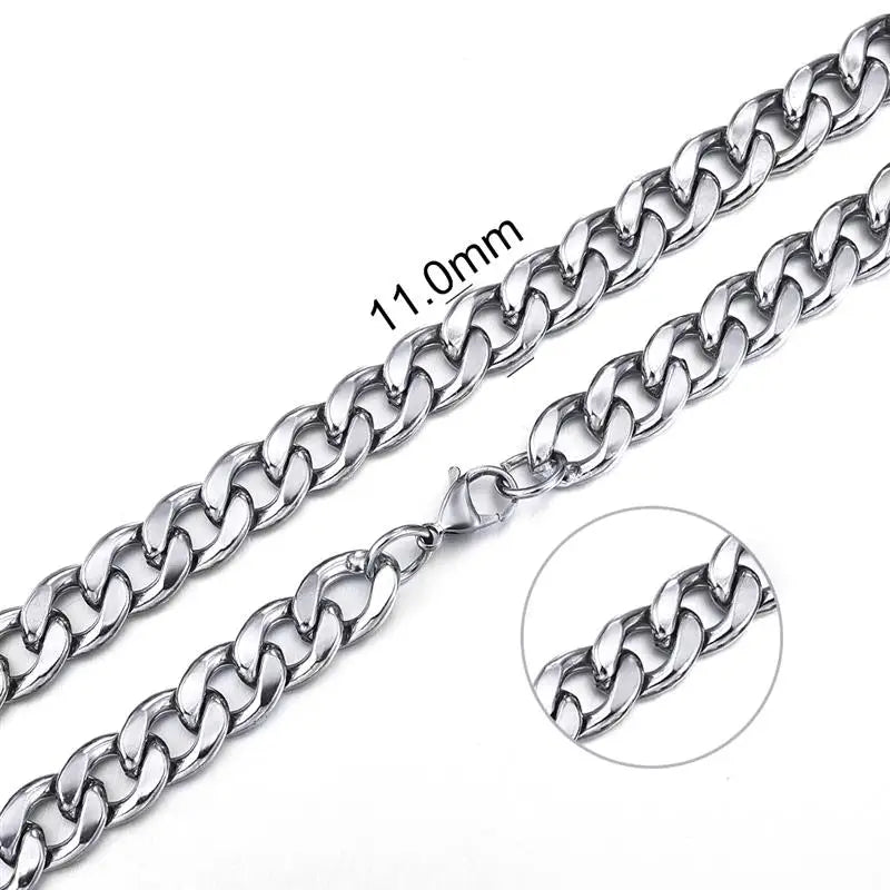 Gold Color Solid Chain Necklace Stainless Steel Link Choker For Men Female Charm Simple Collares Jewelry Accessories 50/55/60 Cm