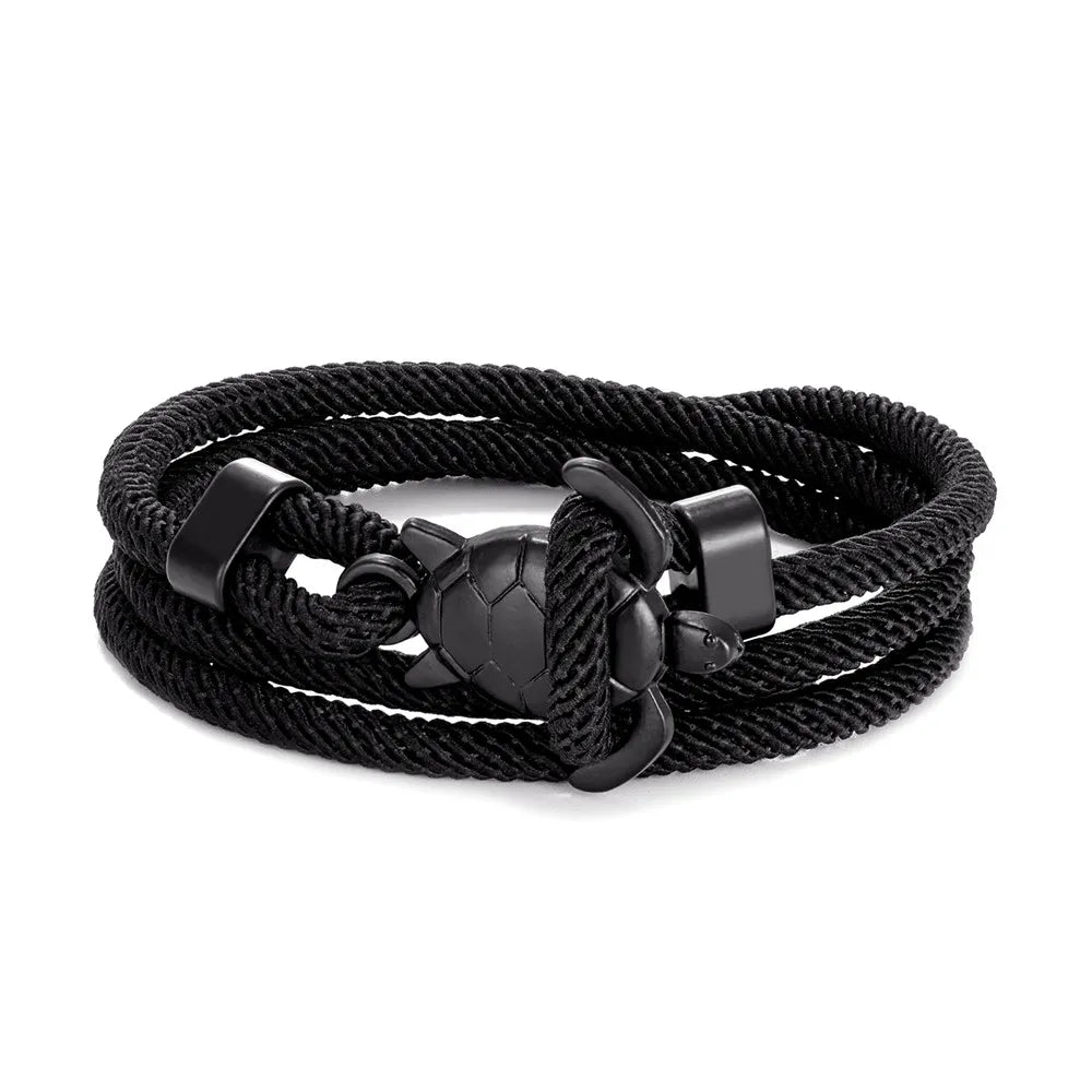 MKENDN Hand Braided Sea Turtle Viking Bracelet Charms Darkblue Rope For Men Women Beach Wristband Adjustable Jewelry Homme
