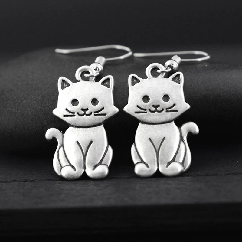 New Vintage Cute Cat Drop Long Earrings For Women Boho Pet Brincos Fashion Jewelry Dangle Earring Pendientes Lover Party Gifts