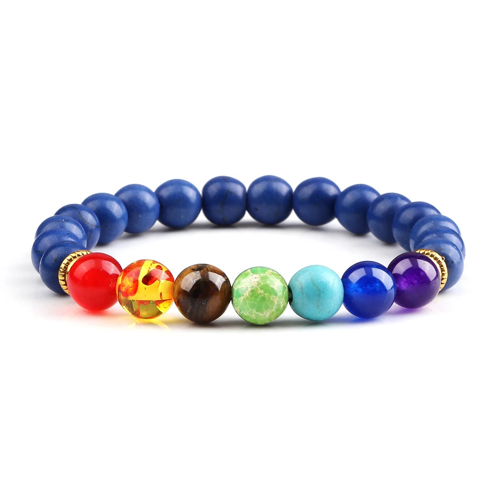 2Pcs Natural Stone 7 Chakra Healing Beaded Adjustable Braided Bracelets Men 8mm Lava Stretch Bracelet Women Reiki Buddha Jewelry