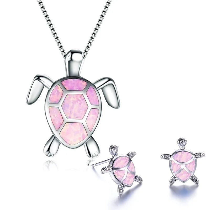 Pendant Cute Beautiful Turtle Animal Necklace And Earrings Necklace Jewelry Set For Ladies Wedding Christmas Gift