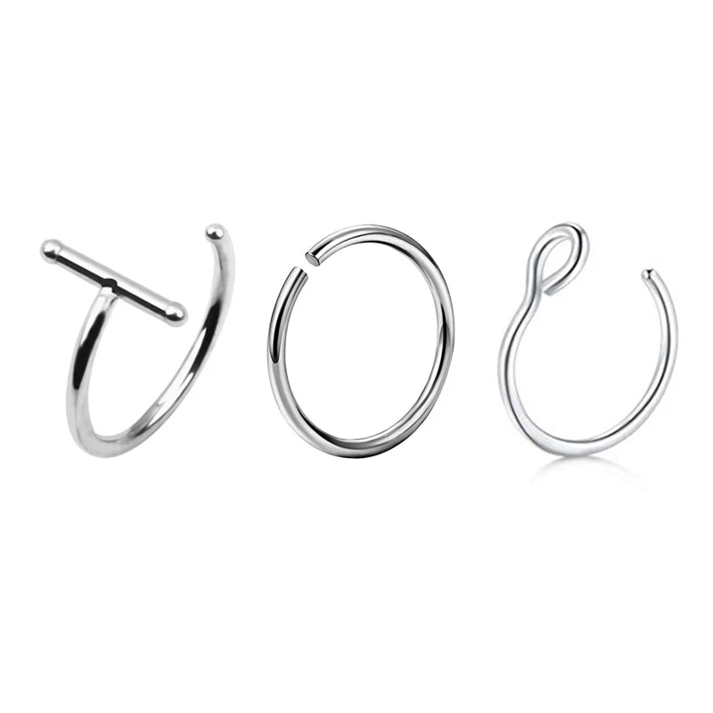 3/4/5/8/21pcs 20G Nose Studs Set Surgical Steel L-Shape Nostril Studs Screws Nose Ring Hoop Body Piercing Jewelry Mixed Styles