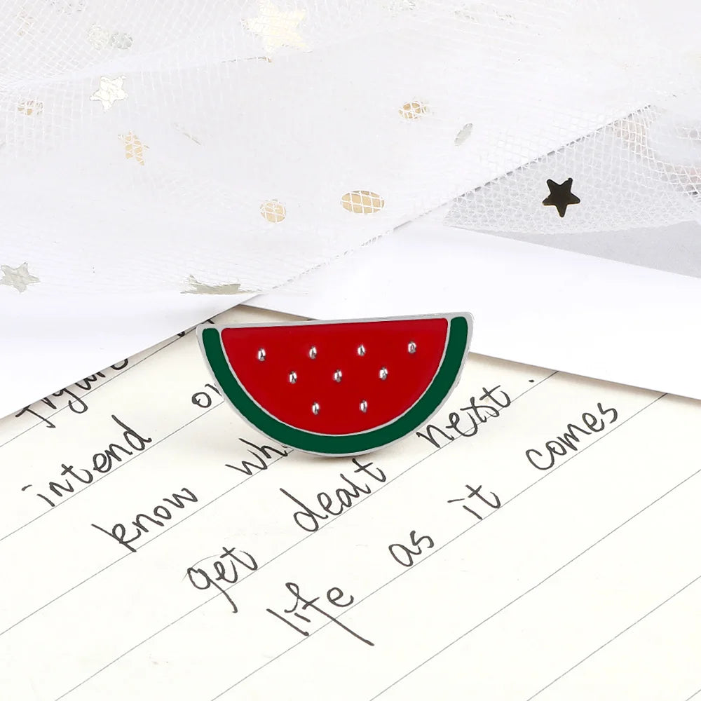 Hot Summer Cute Watermelon Enamel Pins Kids Cartoon Fruit Brooches Women Bag Decoration Badges Women Lapel Pins Jewelry Gift New
