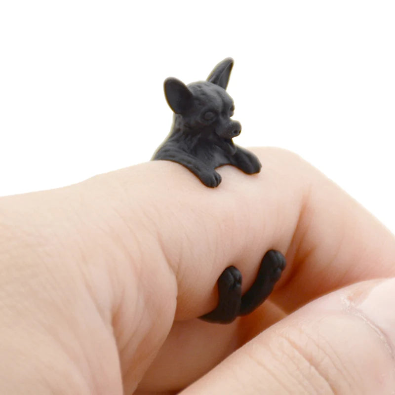 Retro Chihuahua Anillos Dog Ring Men Boho Brass Knuckle Anel Feminino Couple Rings For Women Fashion Jewelry Boyfriend Gifts