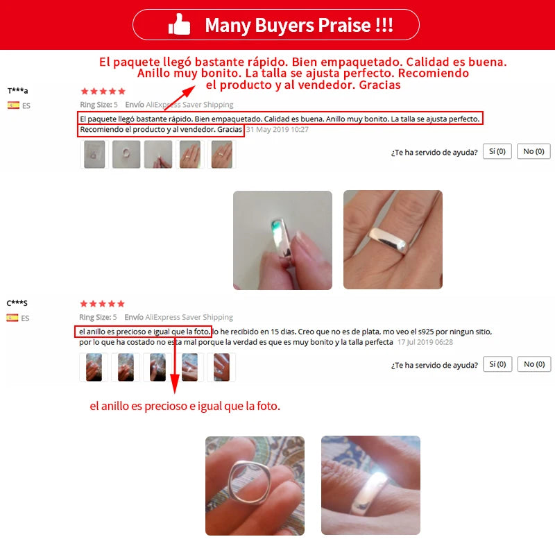 DOTEFFIL 925 Sterling Silver Square Circle Rings For Women Men Brand Fashion Simple Wedding Engagement Party Jewelry