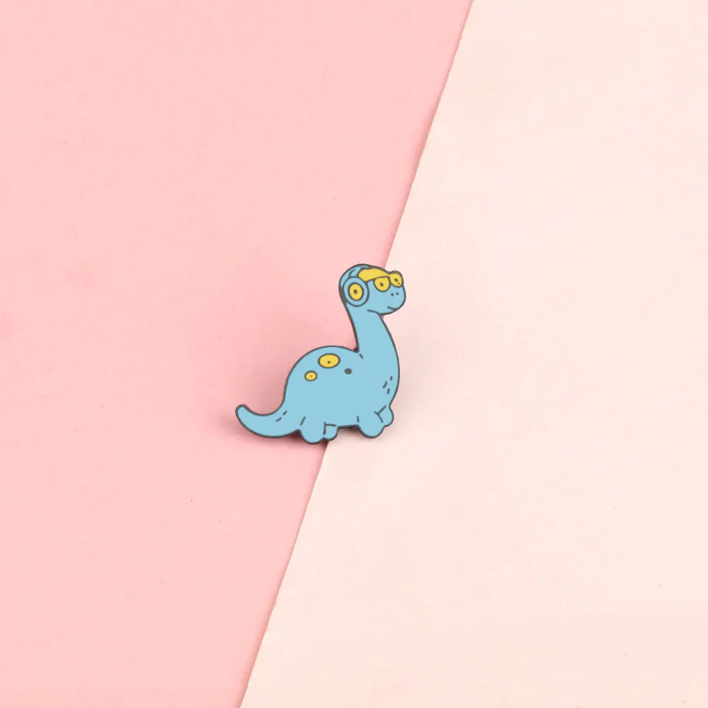 10 Style Cute Dinosaurs Enamel Pins Creative Animal Brooches Kids Backpack Decoration Jewelry Women Coat Lapel Pin Badges Gift