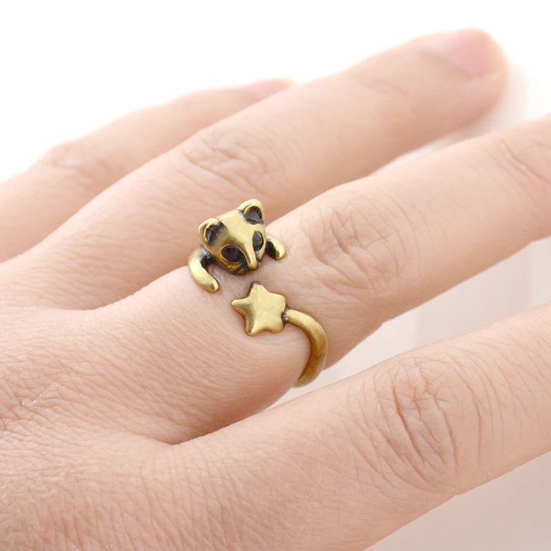 Vintage Silver Plated Boho Rabbit Fox Owl Anel Rings For Women Punk Anillos Metal Knuckle Ring Men Jewelry Best Friend Gifts