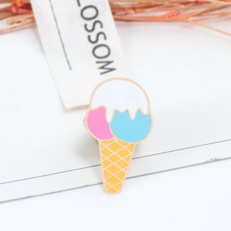 Sweet Cartoon Enamel Pins Cute Ice Cream Lapel Brooches Bright Color Mental Badges Pin Jeans Backpack Brooch Jewelry For Women