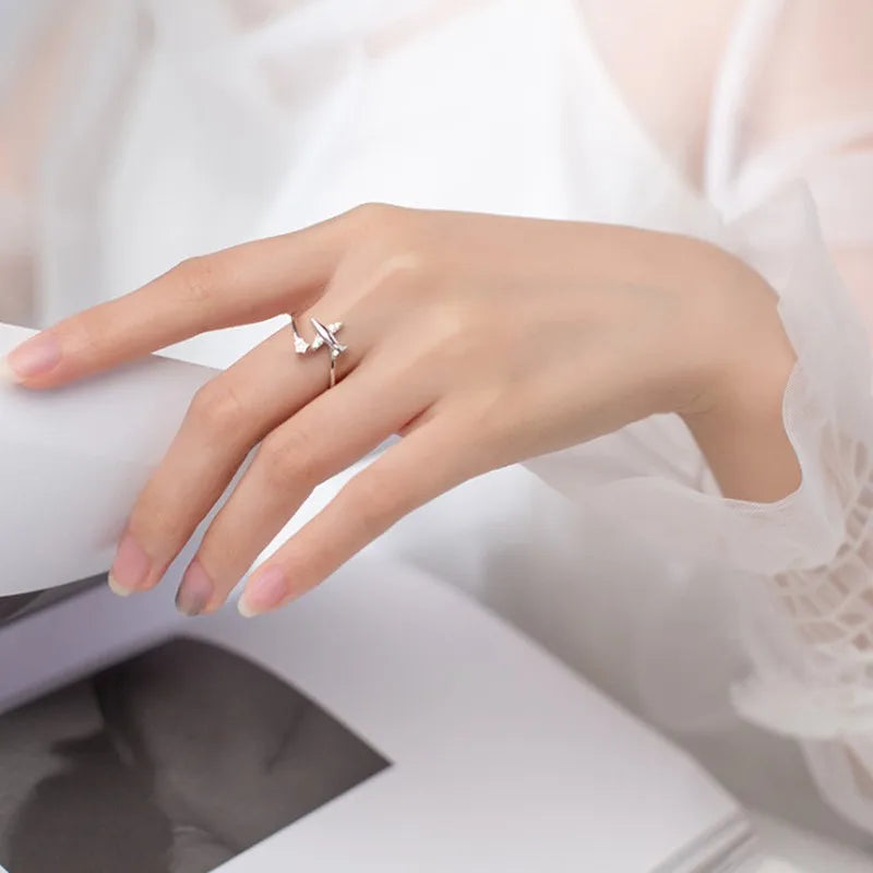 MKENDN Fashion Summer Style Plane Ring CZ Opening Fashion Jewelry Pure Finger Rings Best Friendship Gifts